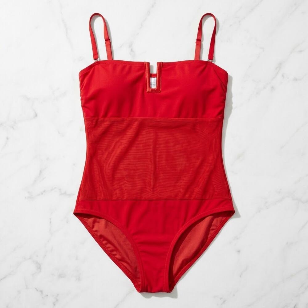 DKNY Women's L Red One Piece Swimsuit Baywatch Y2K Vacationcore Resort